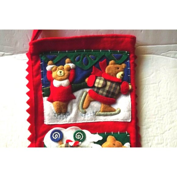 Vintage Finished/Completed 18" Felt Christmas Stocking - Teddy Bears - Picture 2 of 6